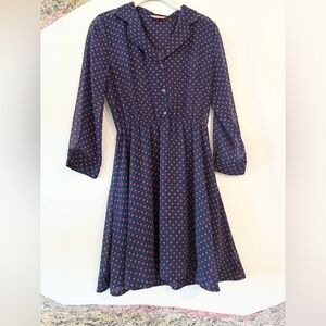 Las Pepas polka dot vintage inspired navy red dress talle 01 small